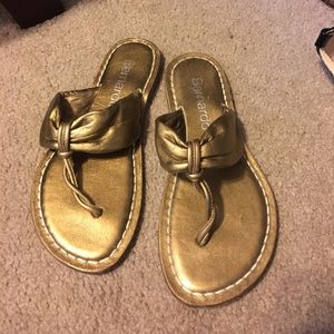 Gold Bernardo flip flops